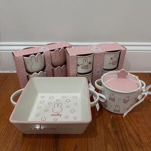 Miffy Pink and White Ceramic Dish Set